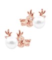 Pearl Reindeer Silver Stud Earring STS-6955